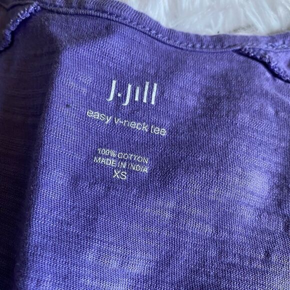 J Jill Easy V-neck Tee Cotton Purple Top Women’s Size XS - Picture 3 of 5